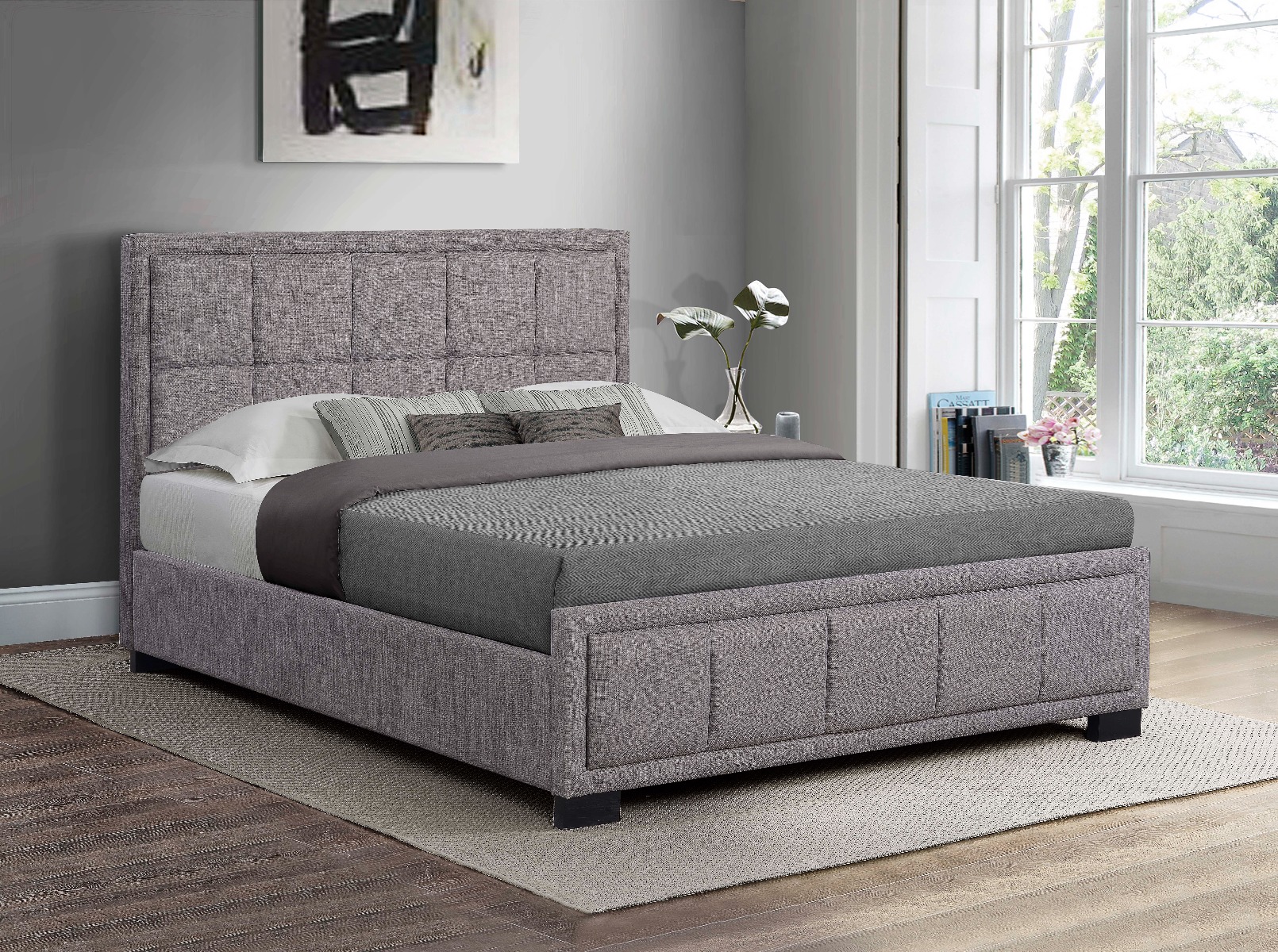 Birlea Hannover Grey Fabric Bed Frame - Double 4ft6 - Birlea Essentials