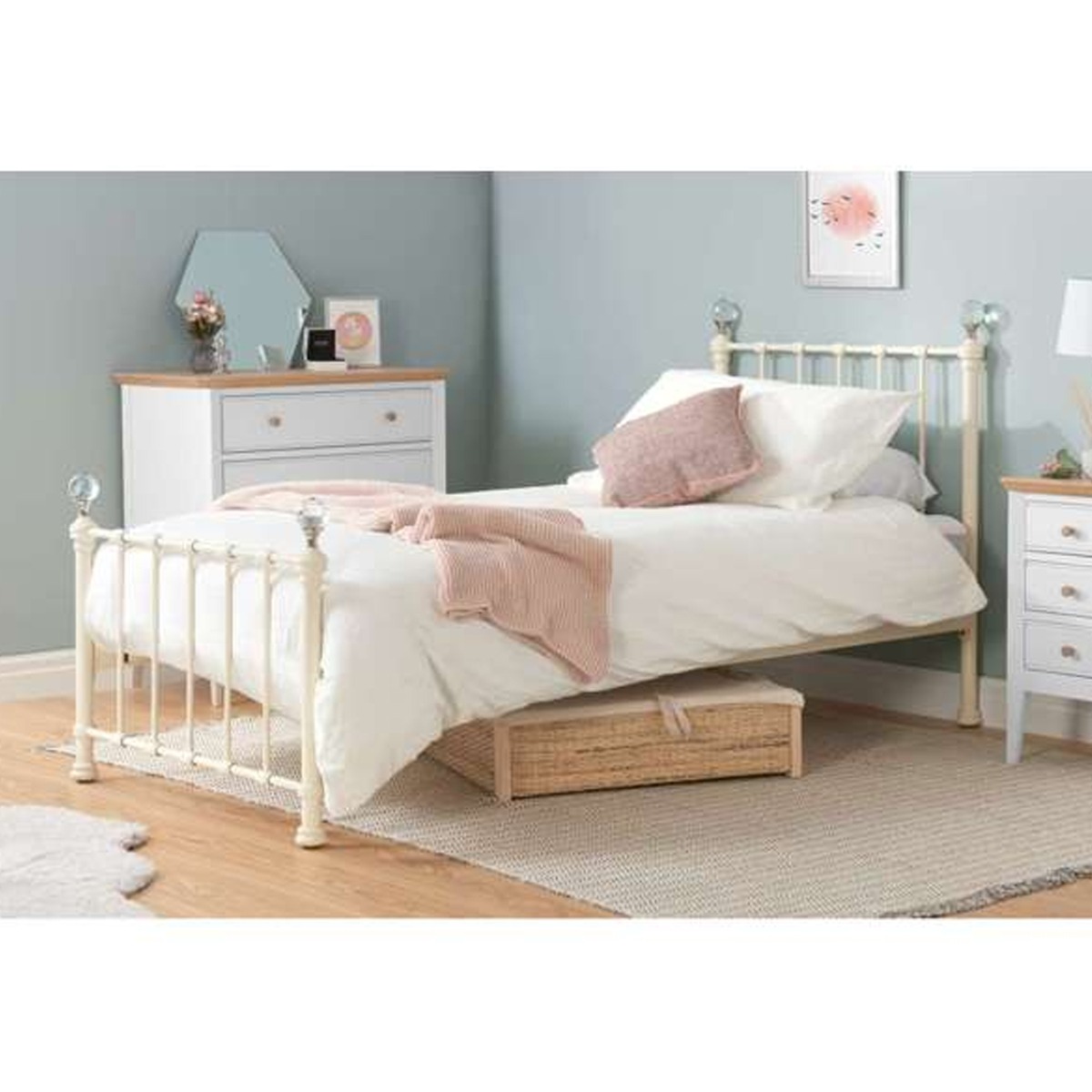 Birlea Jessica 90cm Single Cream Metal Bed - Birlea Essentials
