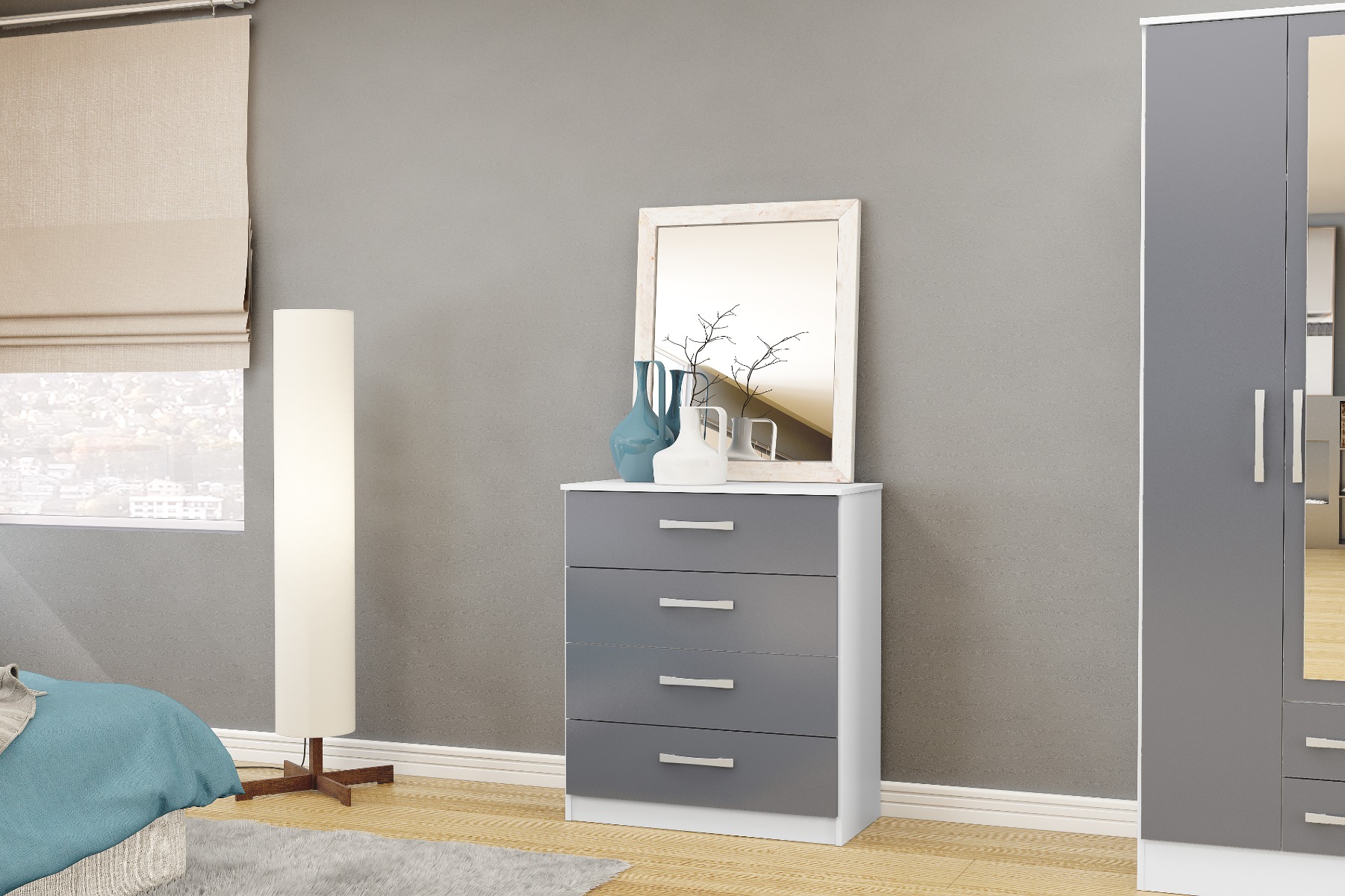 LYTHAM II White Chest of Drawers - Medium-sized, 4 Drawers - Birlea Essentials