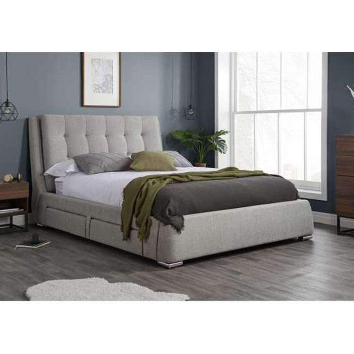 Birlea Mayfair Grey Fabric 4 Drawer Storage Bed - Super Kingsize 6ft - Birlea Essentials