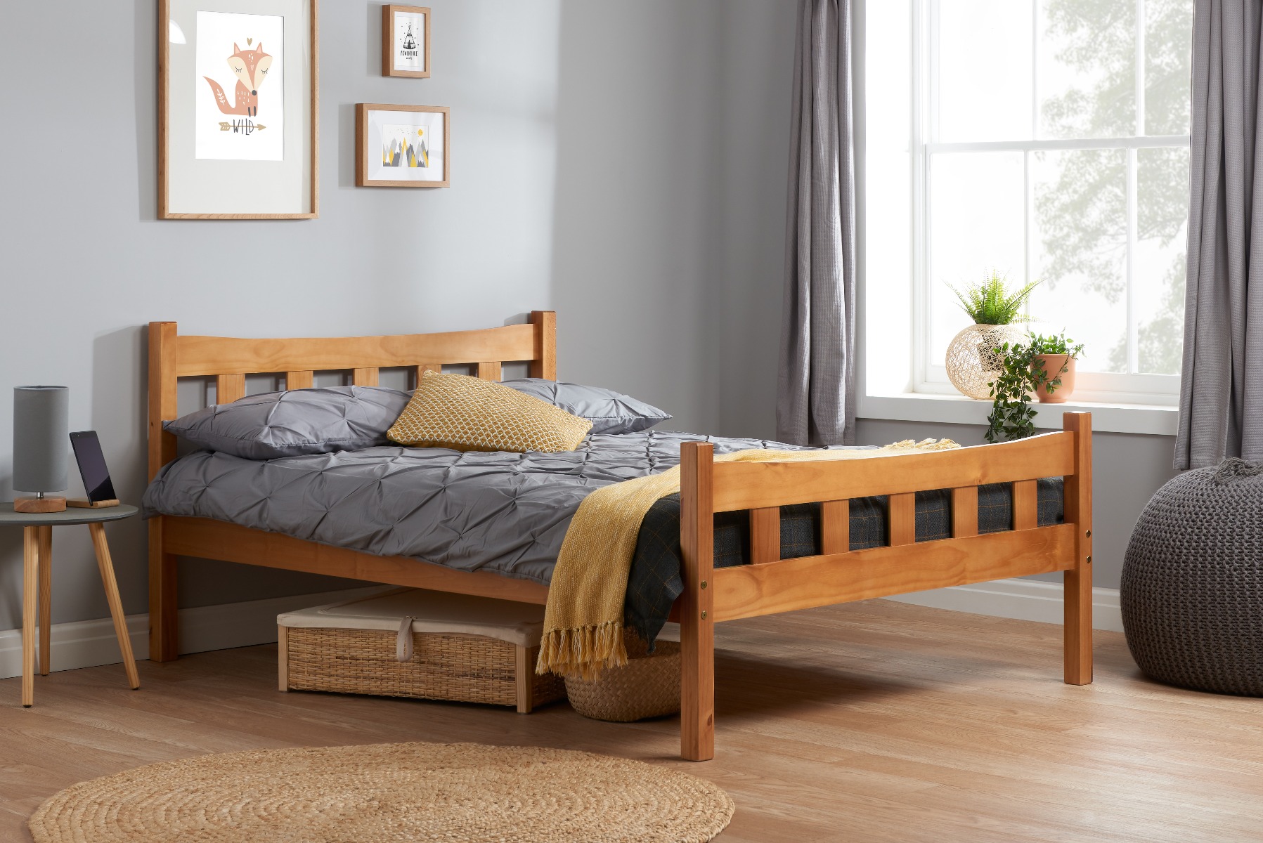 Birlea Miami Antique Pine Bed Frame - Small Double 4ft - Birlea Essentials
