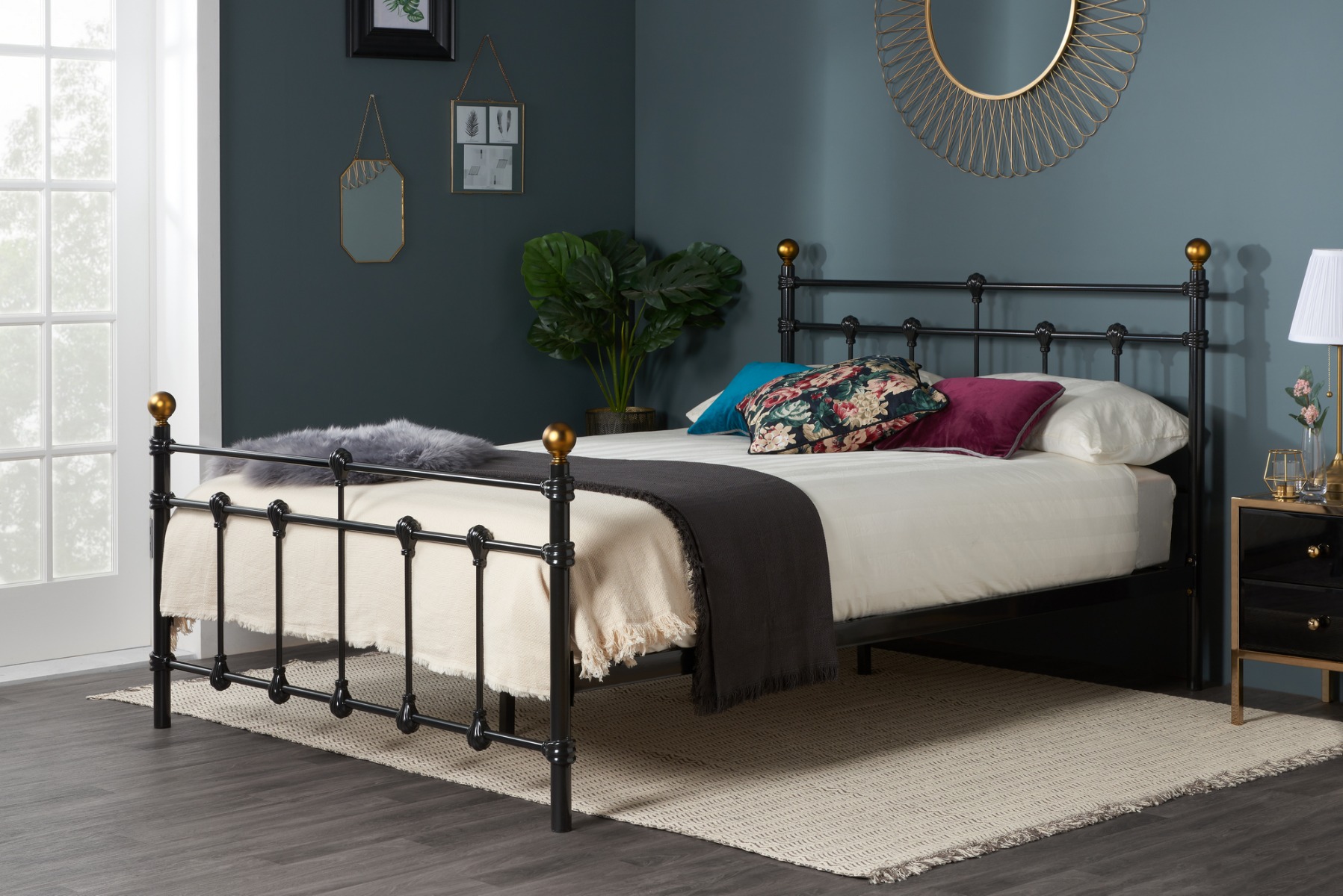 Birlea Atlas Black Metal Bed Frame - Small Double 4ft - Birlea Essentials
