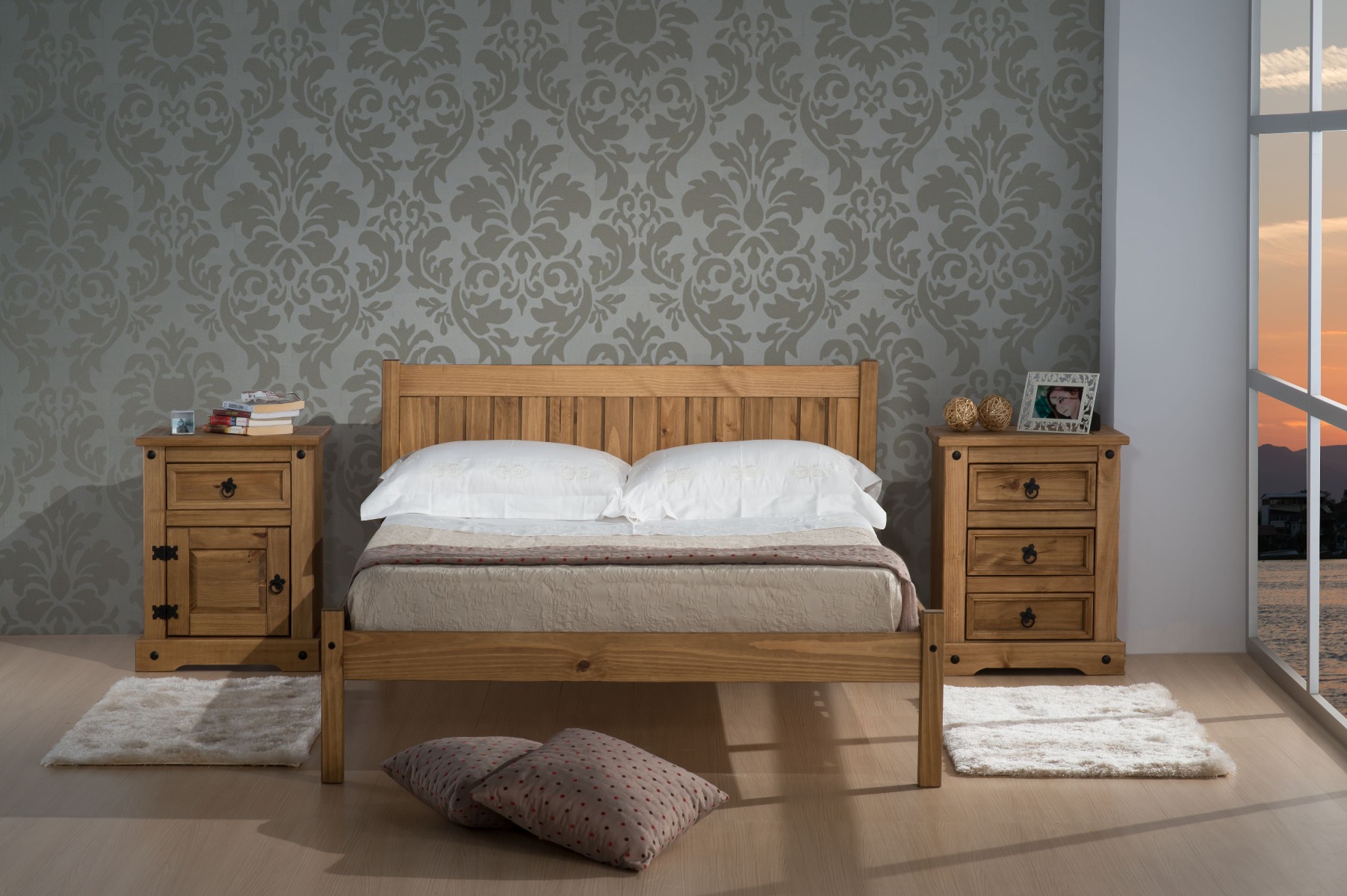 Birlea Rio Waxed Pine Washed Bed Frame - Double 4ft6 - Birlea Essentials