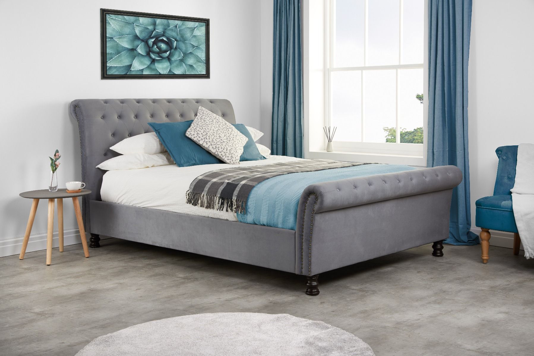 Birlea Opulence Grey Velvet Bed - Double 4ft6 - Birlea Essentials