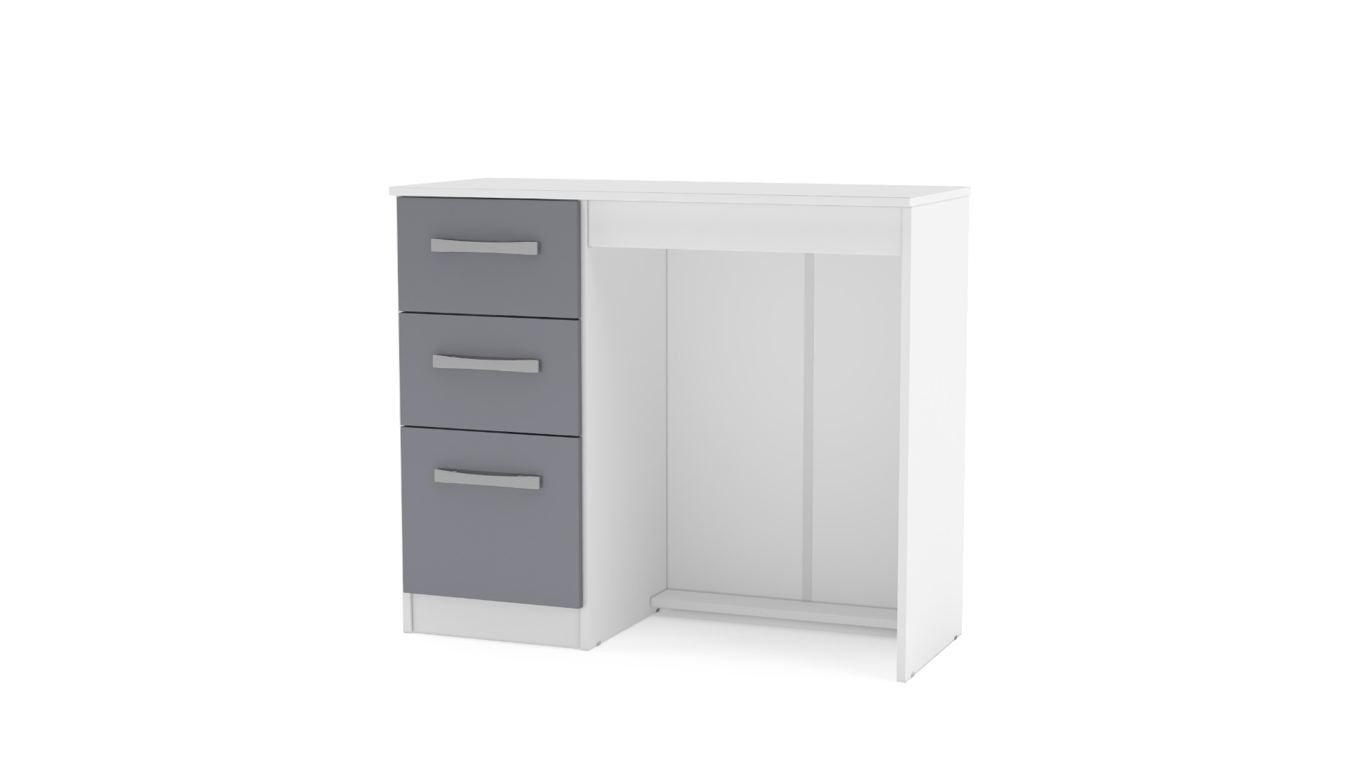 Dressing Table - LYNX 3 Drawer Dresser White and Grey 93cm - Birlea Essentials