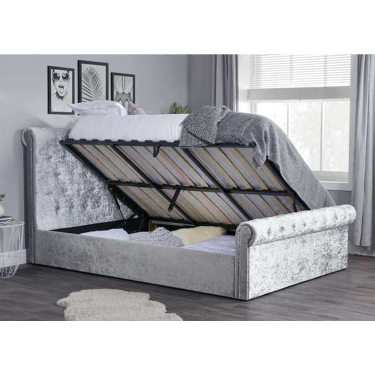 Sienna Upholstered Ottoman Fabric Bed - Kingsize 5ft - Birlea Essentials