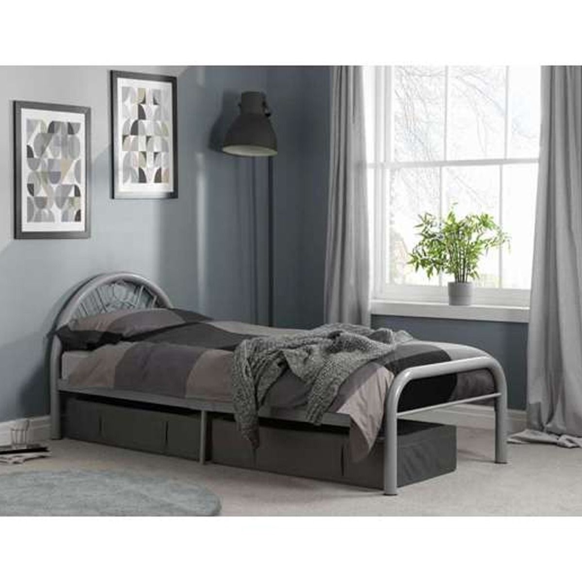 Birlea Solo 90cm Single Silver Metal Bed - Birlea Essentials