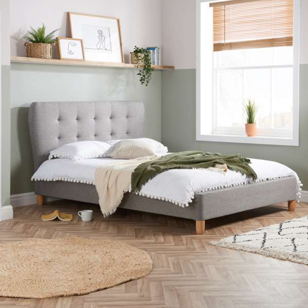 Birlea Stockholm Grey Fabric Bed Frame - Double 4ft6 - Birlea Essentials