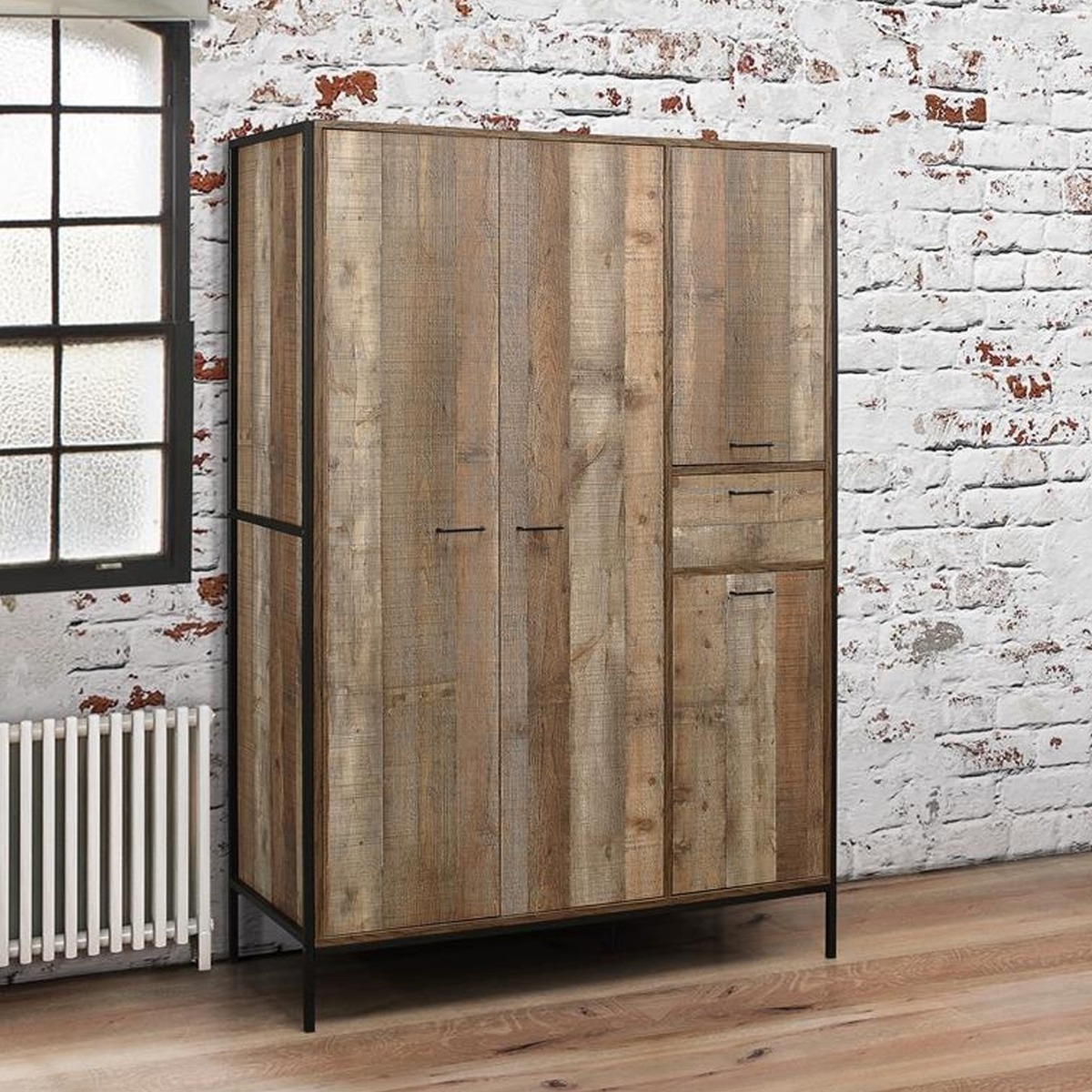 Wardrobe - URBANA 4 Door Wardrobe Natural 123.8cm - Birlea Essentials