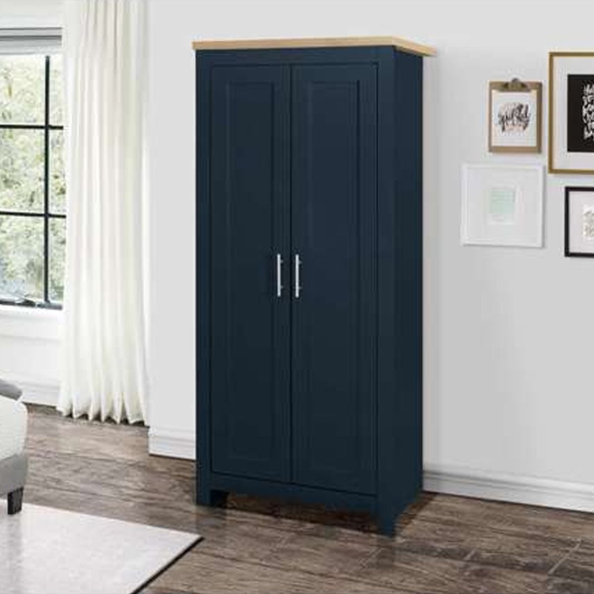 Wardrobe - HEINZ 2 Door Wardrobe Navy Blue 79cm - Birlea Essentials