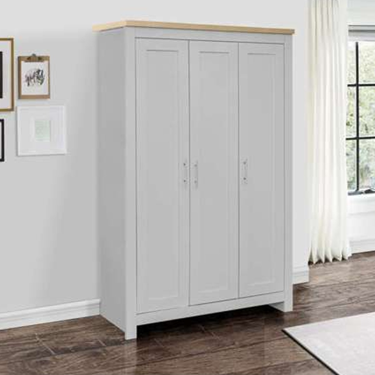Wardrobe - HEINZ 3 Door Wardrobe Grey 111.9cm - Birlea Essentials