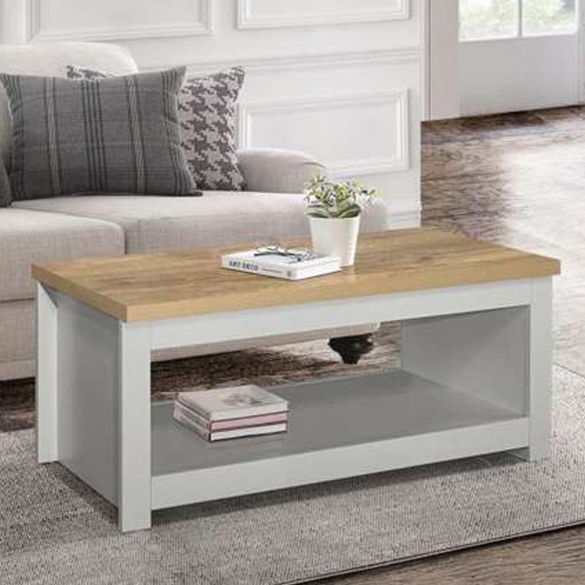 Classic Design Oak Top Coffee Table - Grey - Birlea Essentials