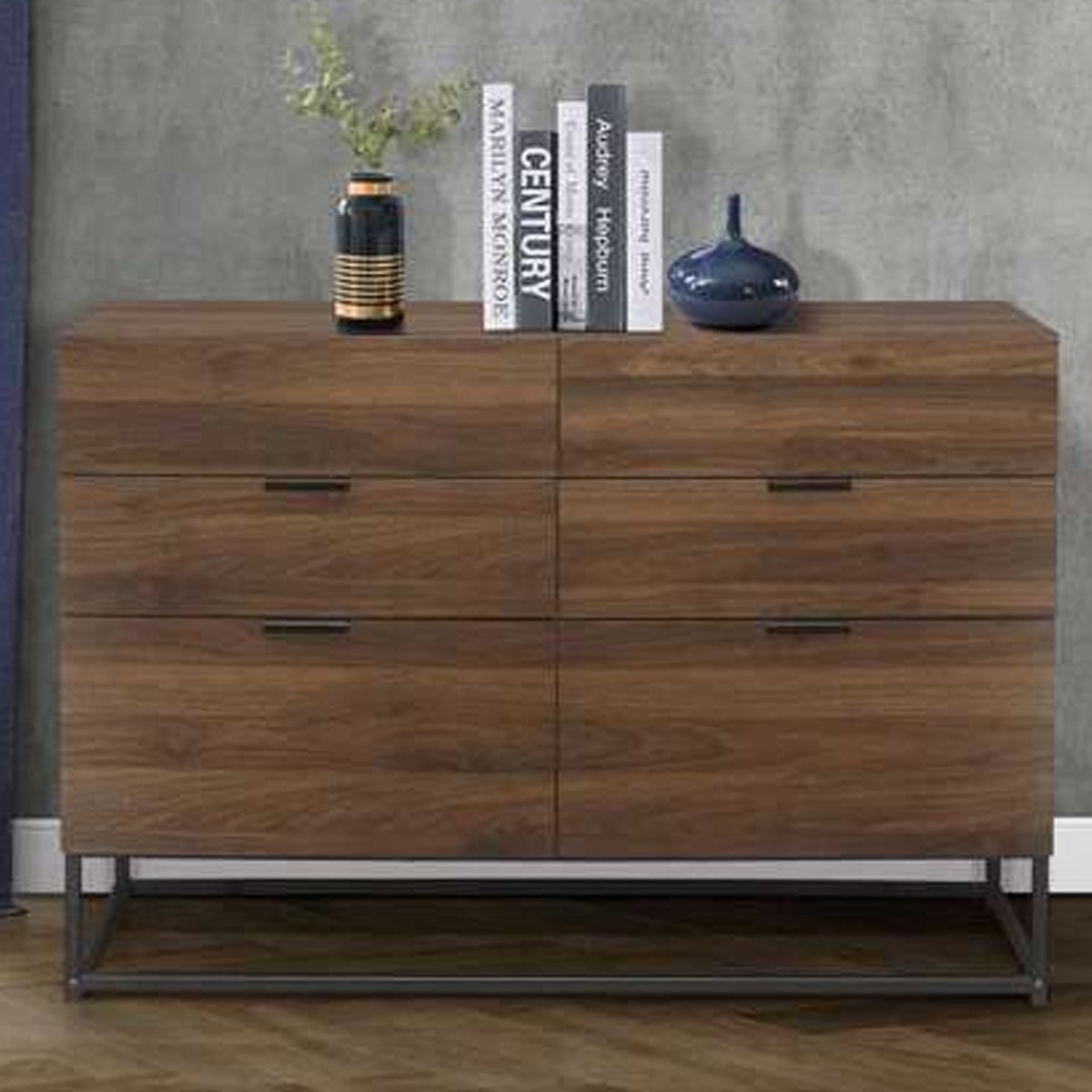 HAWICK Oak Finish Chest of Drawers - Large-sized, 6 Drawers, Double - Birlea Essentials