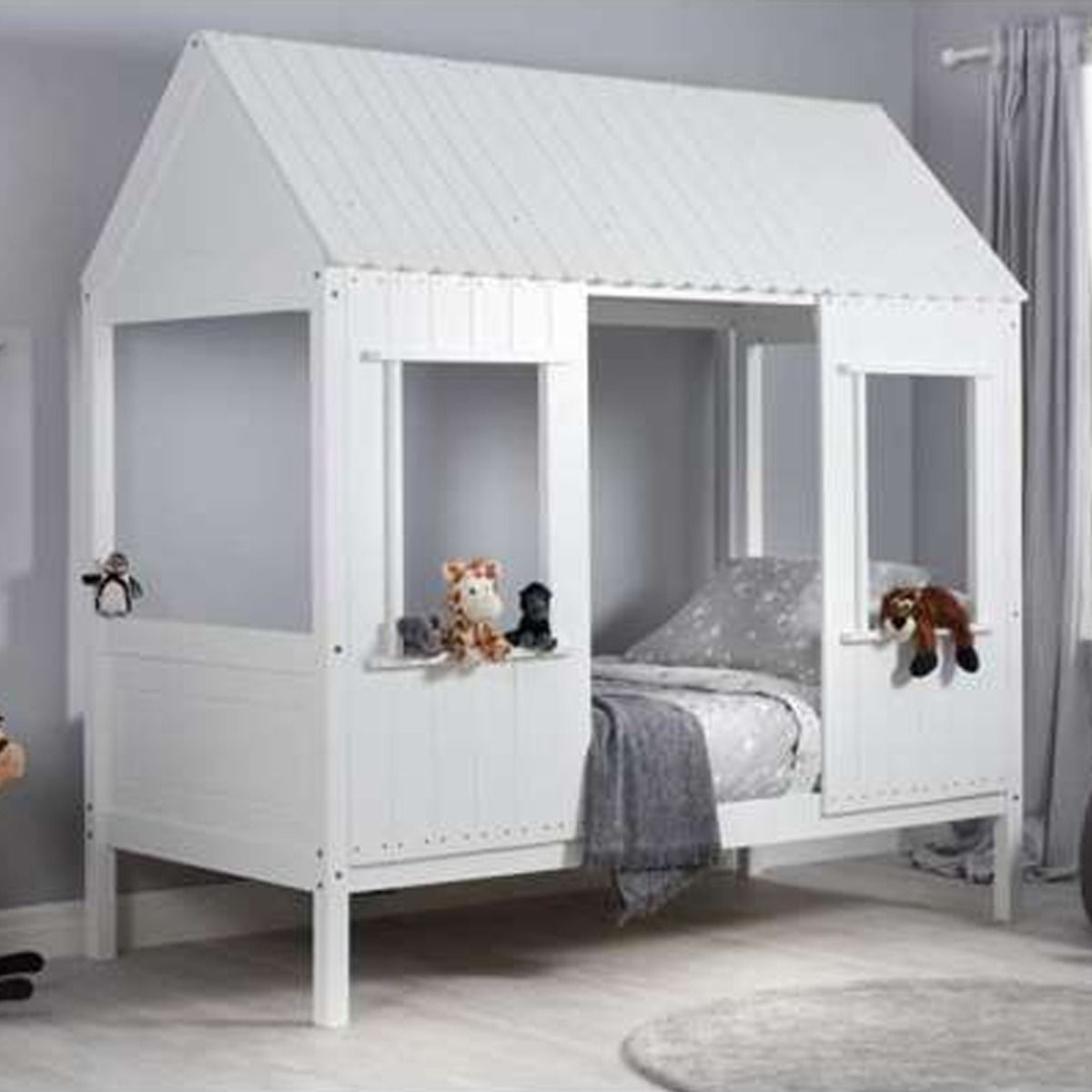 Solid Slatted Base Kids Treehouse Single Bed - White - Birlea Essentials