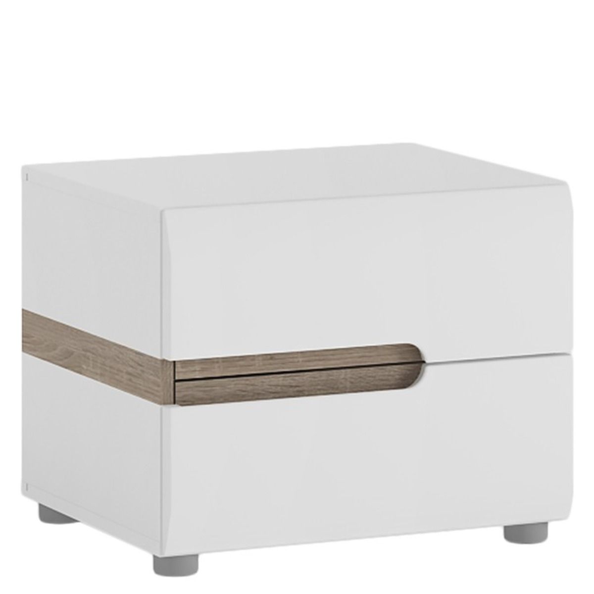 Bedside Table - TRUFFLE 2 Drawer Nightstand White 50cm - Rosalind Collection