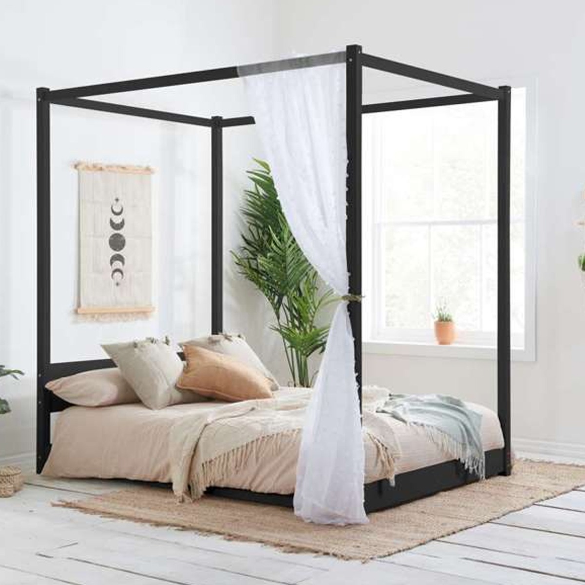 Solid Slatted Base Darwin Four Poster Bed - Kingsize 5ft - Birlea Essentials