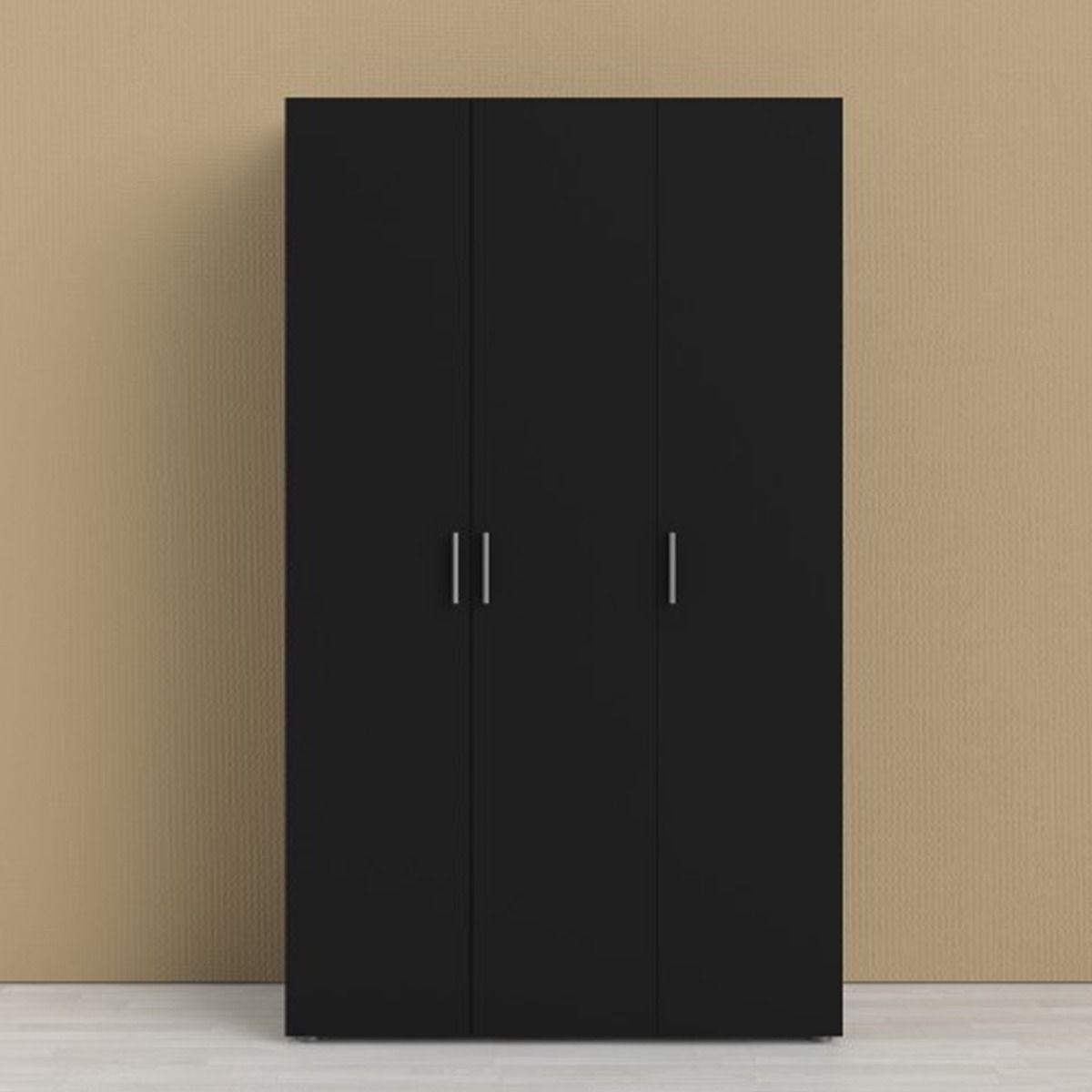 Wardrobe - PEMBROKE 3 Door Wardrobe Black 118.1cm - Rosalind Collection