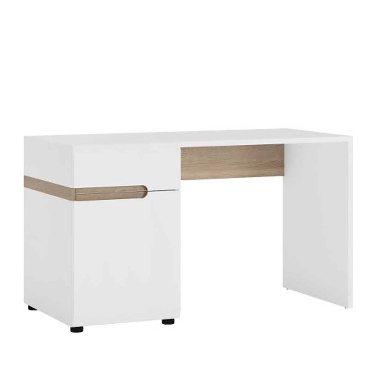 Estonia Elegant Design Computer Table With Door and Drawer - White with an Oak Trim - Rosalind Collection