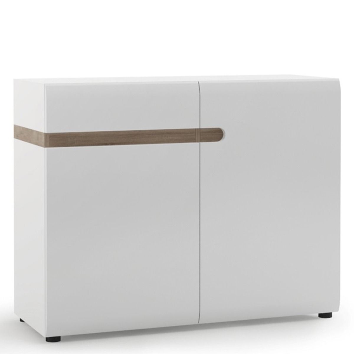 Estonia Elegant Design 2 Door Sideboard with Drawer - White with Oak Trim - Rosalind Collection