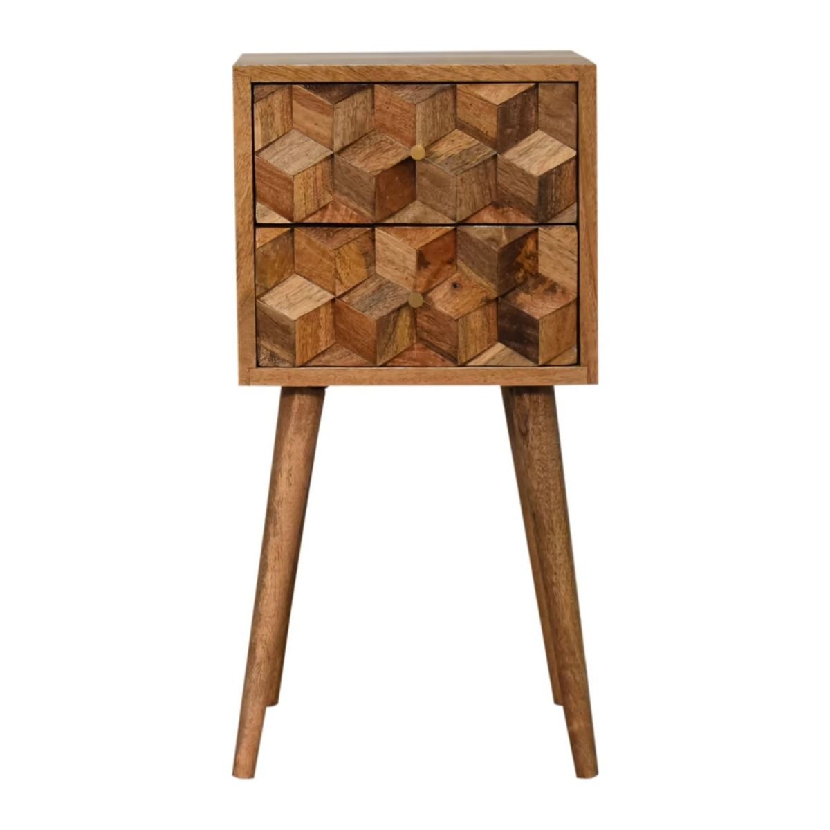 Bedside Table - SCANDINAVIAN 2 Drawer Nightstand Oak 31cm