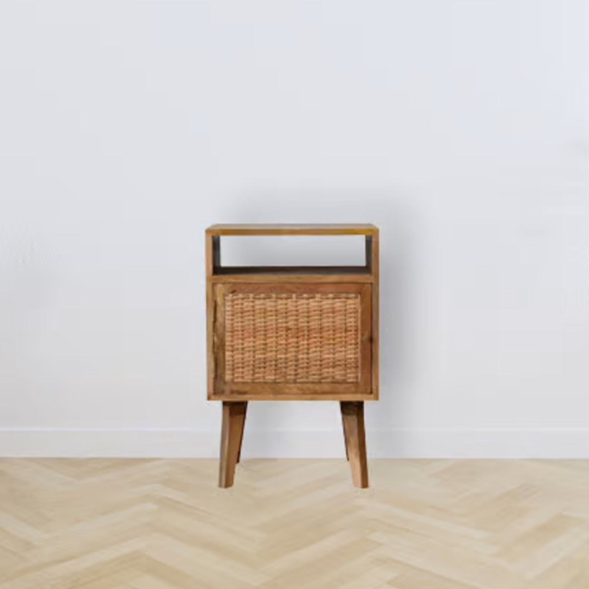 Bedside Table - NORDIC 1 Door Nightstand Oak 40cm - Beasley & Sons