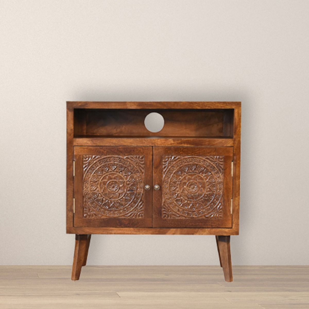 Versatile Style 2 Door Cabinet with Open Shelf - Chestnut - Beasley & Sons