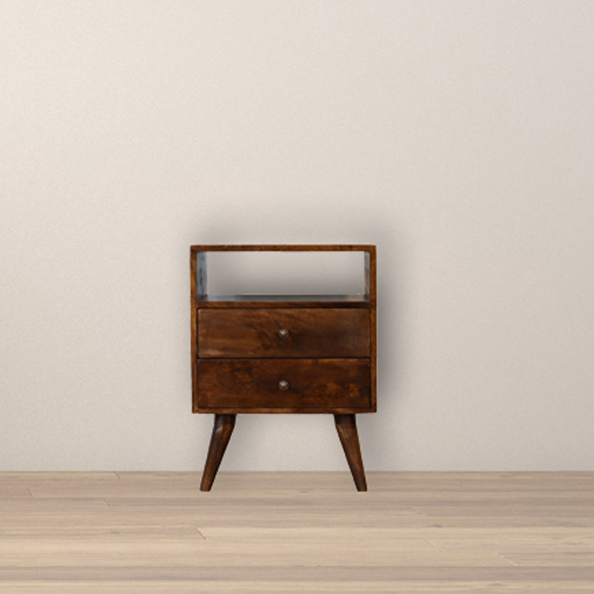 Bedside Table - OAKHAM 2 Drawer Nightstand Chestnut 45cm - Beasley & Sons