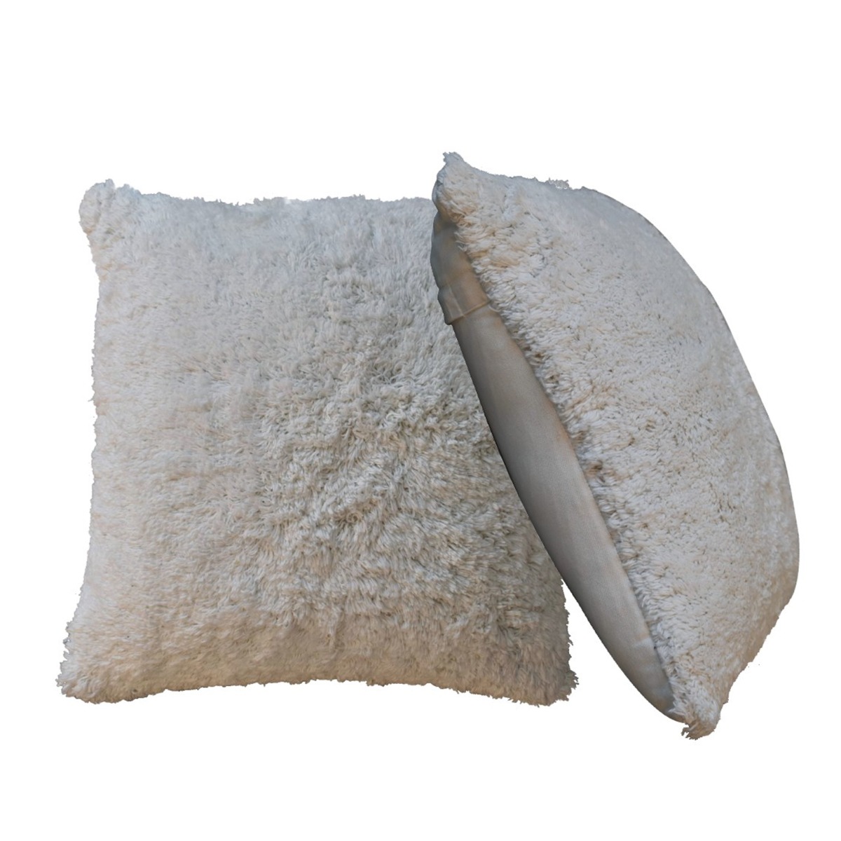 2Pc Cotton Blended Fluffy Cushion - Cream - Beasley & Sons
