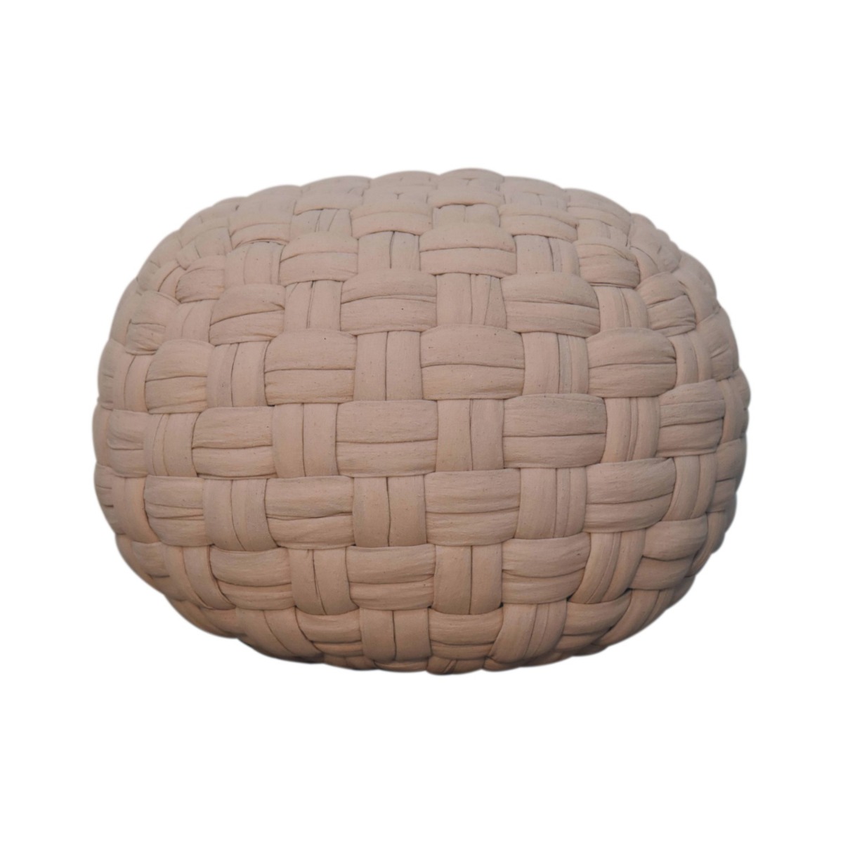 Cotton Tube Pouffe Footstool - Cream - Beasley & Sons