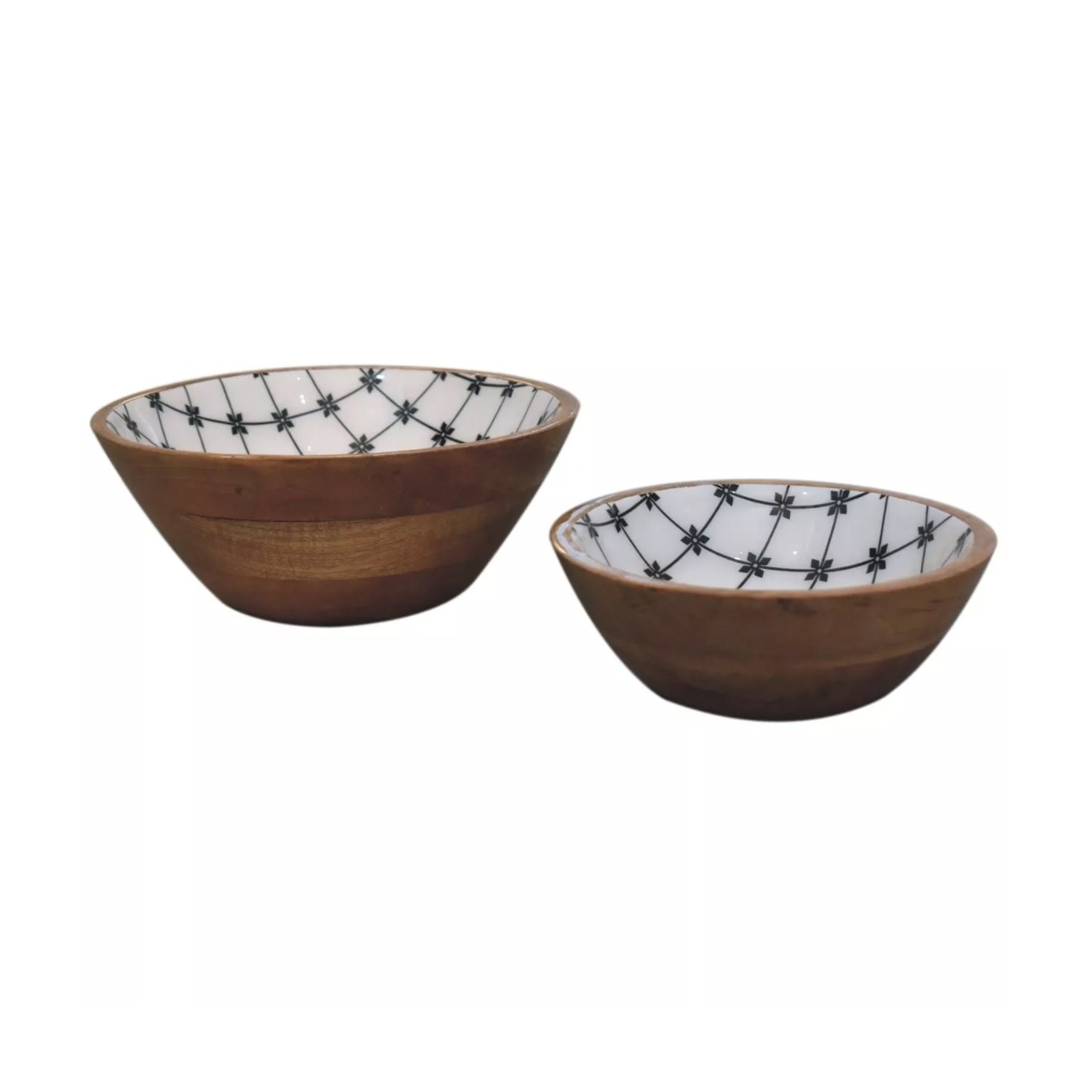 2 Pcs Lacquered Black Flower Bowl - Beasley & Sons