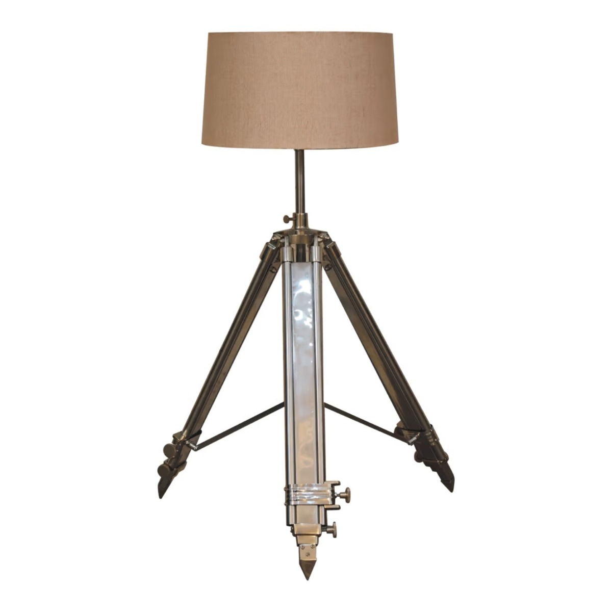 Chrome Tripod Base Design Lamp - Rustic Touch - Beasley & Sons