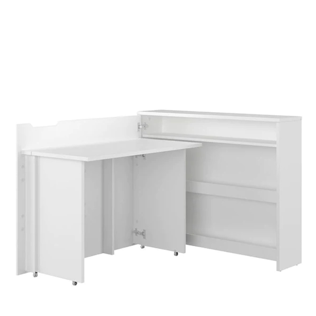 Work Concept Convertible Secret Desk With Storage White Matt - Left Side - Art Nest