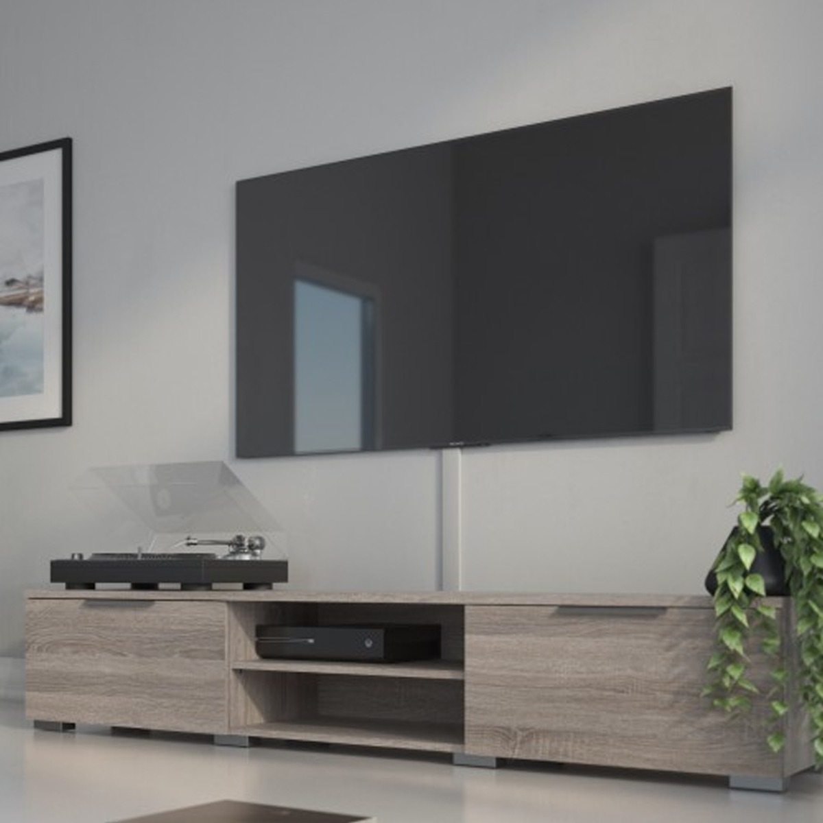 Belfast TV Unit Stand with 2 Drawers and 2 Open Shelf - Truffle Oak - Rosalind Collection