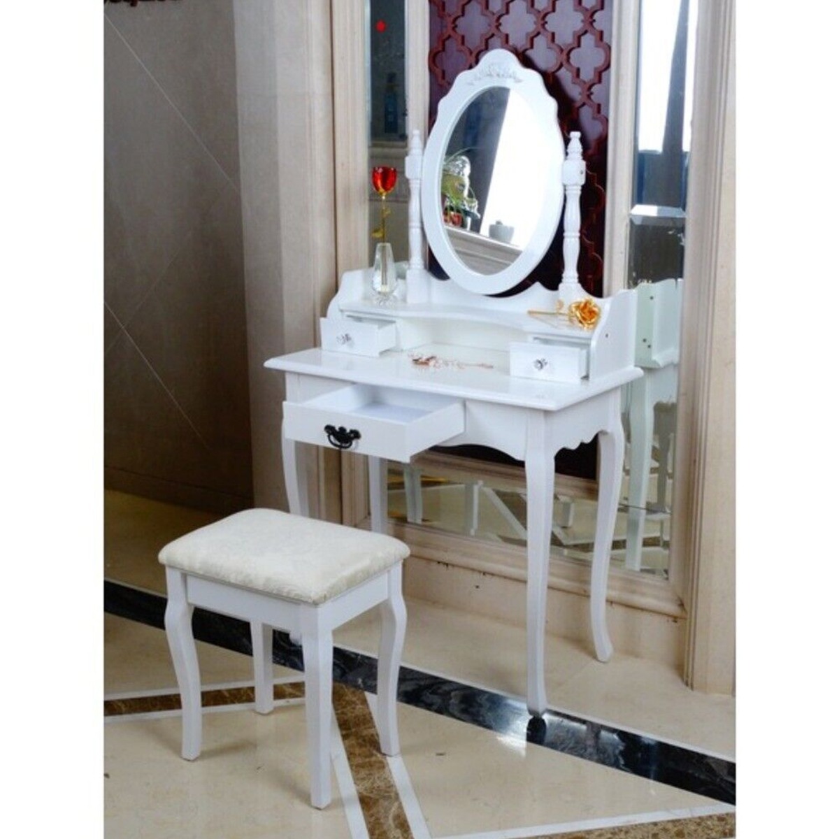 Dressing Table - MATEO 3 Drawer Dresser White 75cm - Bedroom & More