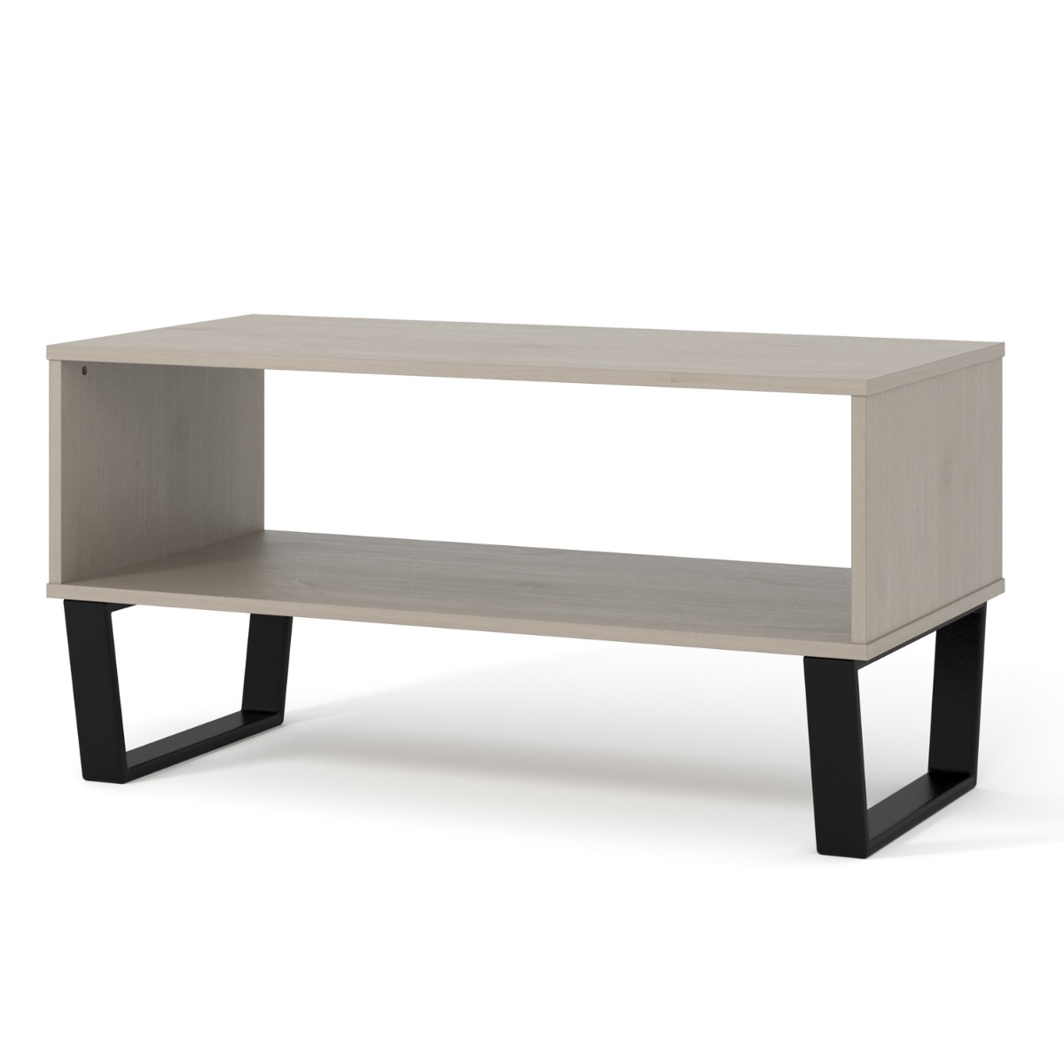 Texas Black Metal Frame Open Slot Coffee Table - Grey Waxed Pine - Colton & Sawyer