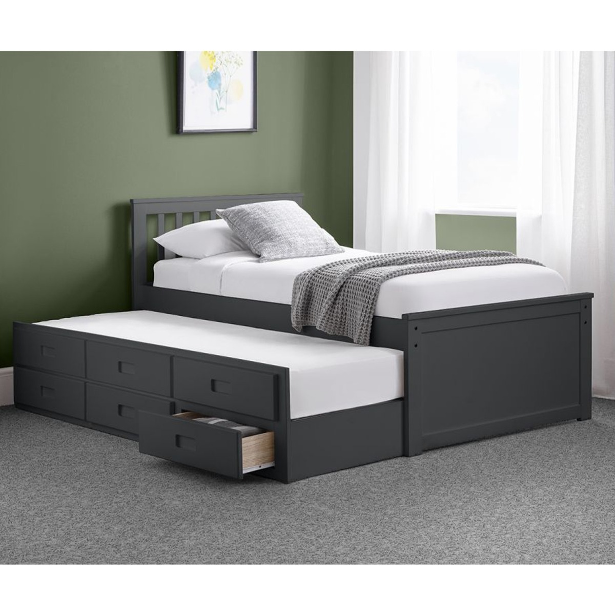 Maisie Solid Pine Cabin Bed with Drawers - Anthracite - JB Collections