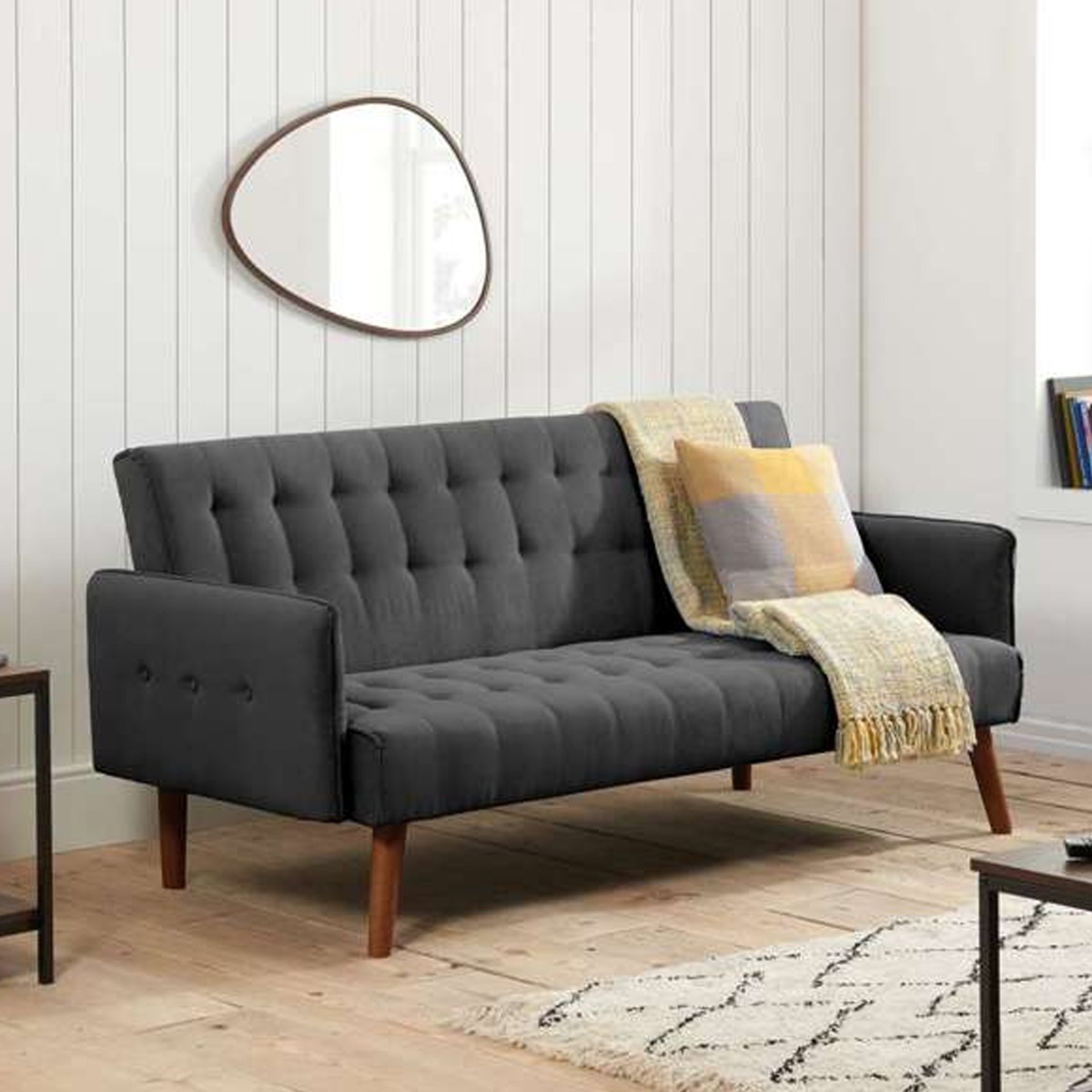 Hudson Upholstered 3 Seater Click-clack Sofabed - Charcoal - Birlea Essentials