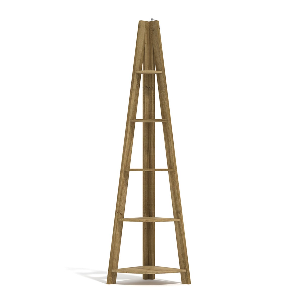 Tiva Corner Ladder Style 4 Shelves Bookcase - Oak - Leeds Plywood