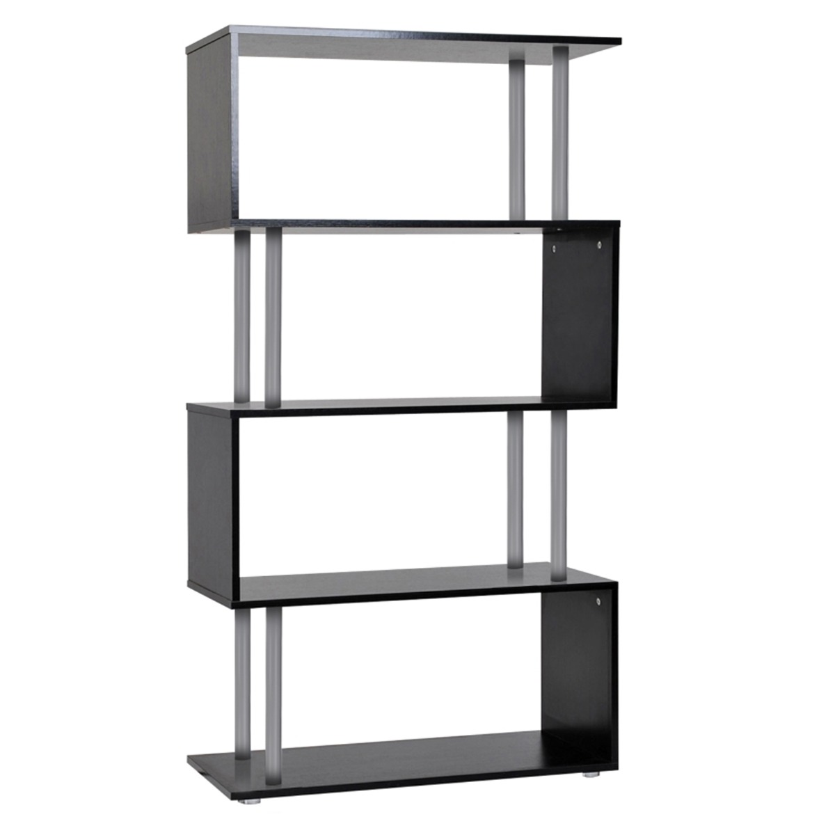 Wooden S-Shape Bookshelf Unit - Black - Home Deals
