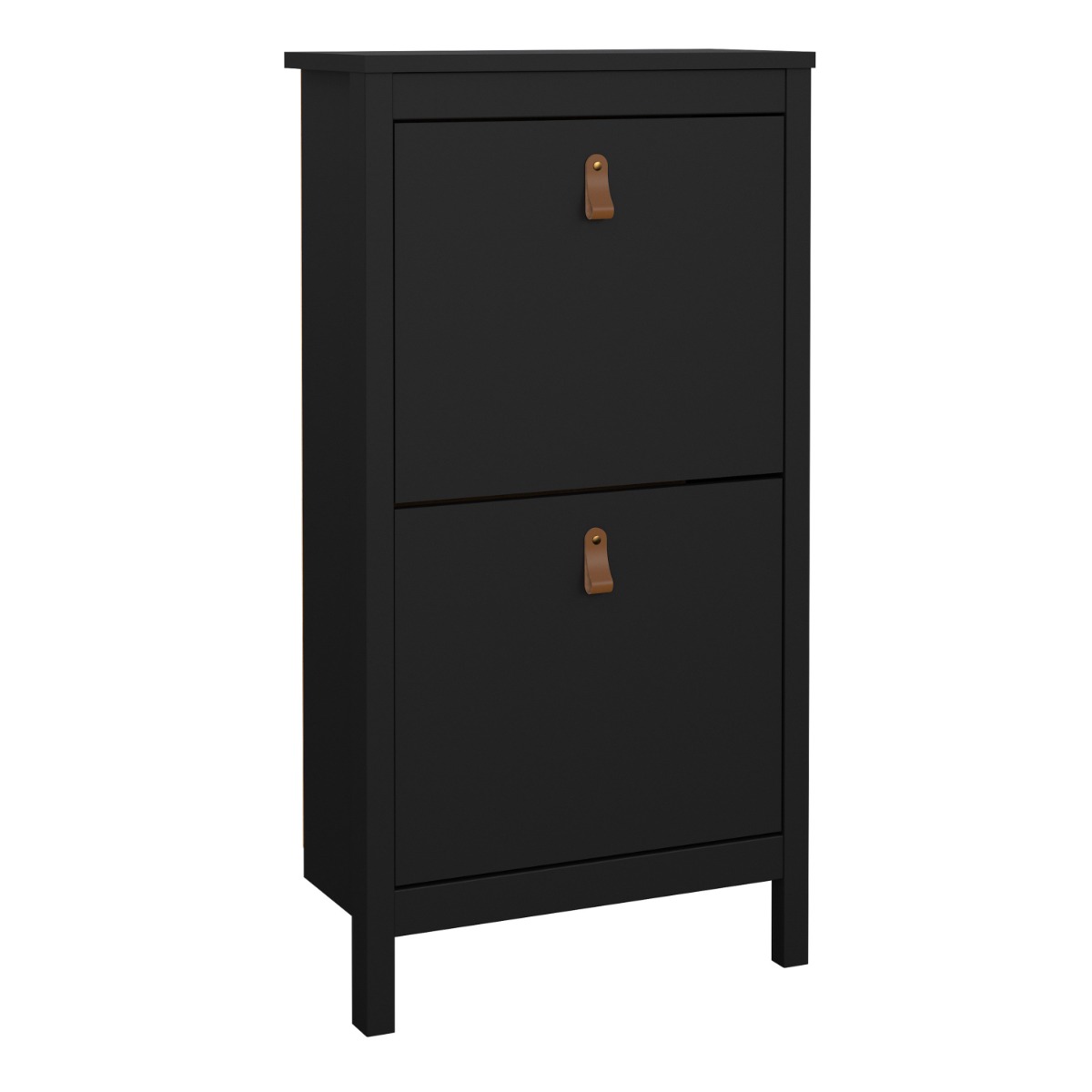 Chappell Sleek Design Shoe Cabinet 2 Flip Down Doors - Matt Black - Rosalind Collection