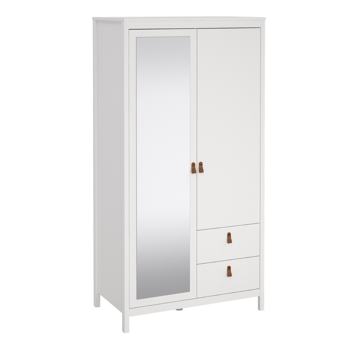 Wardrobe - BURNLEY 2 Door Wardrobe White 102.3cm - Rosalind Collection