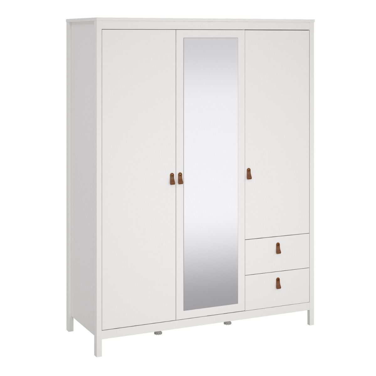 Wardrobe - BURNLEY 3 Door Mirrored Wardrobe White 150cm - Rosalind Collection