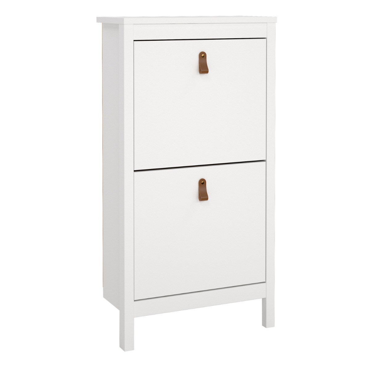 Chappell Sleek Design Shoe Cabinet 2 Flip Down Doors - White - Rosalind Collection
