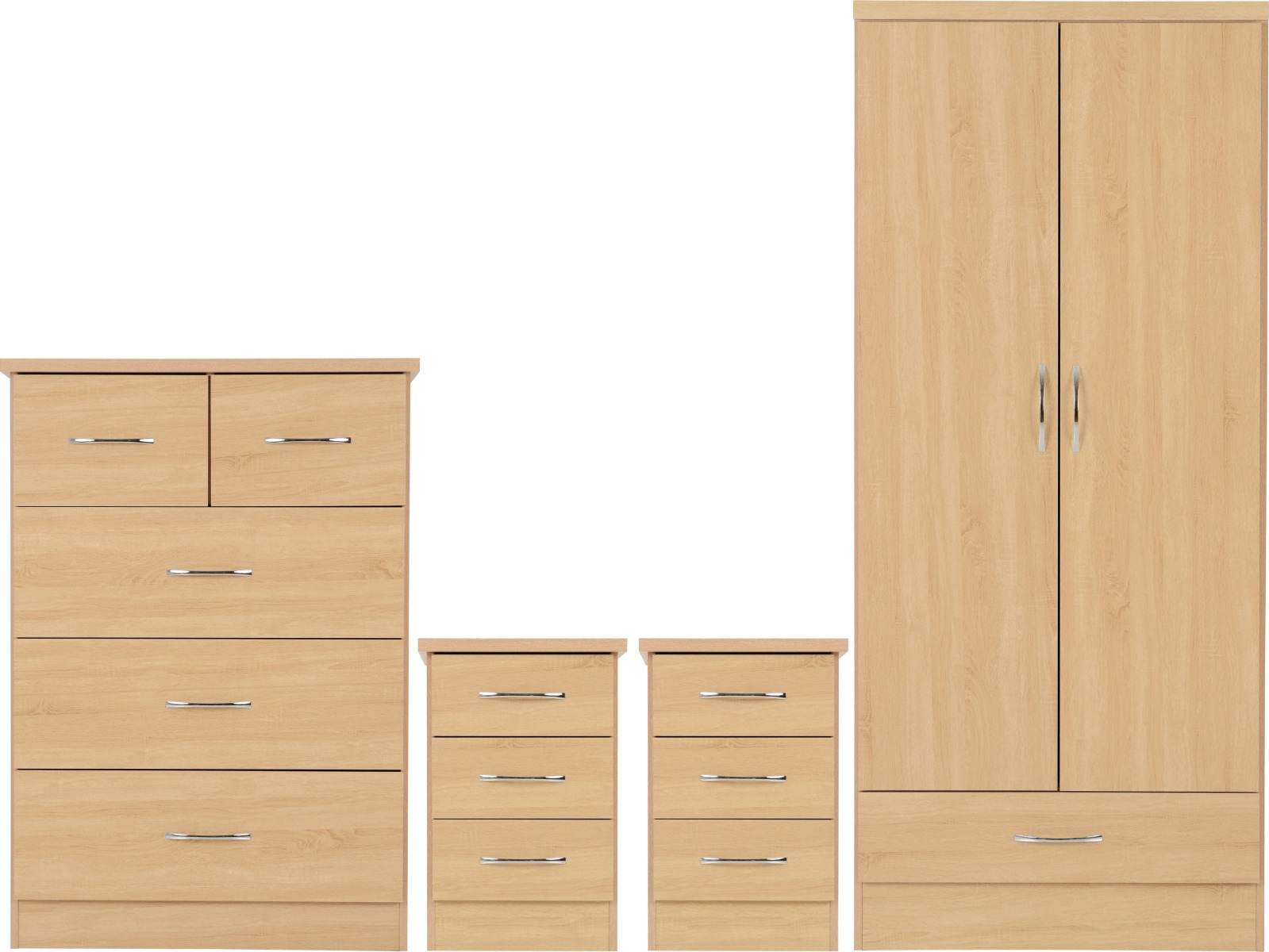 Wardrobe Set - NEWBIGGIN 2 Door Bedroom Set Sonoma Oak Effect 78cm - Budget Deals