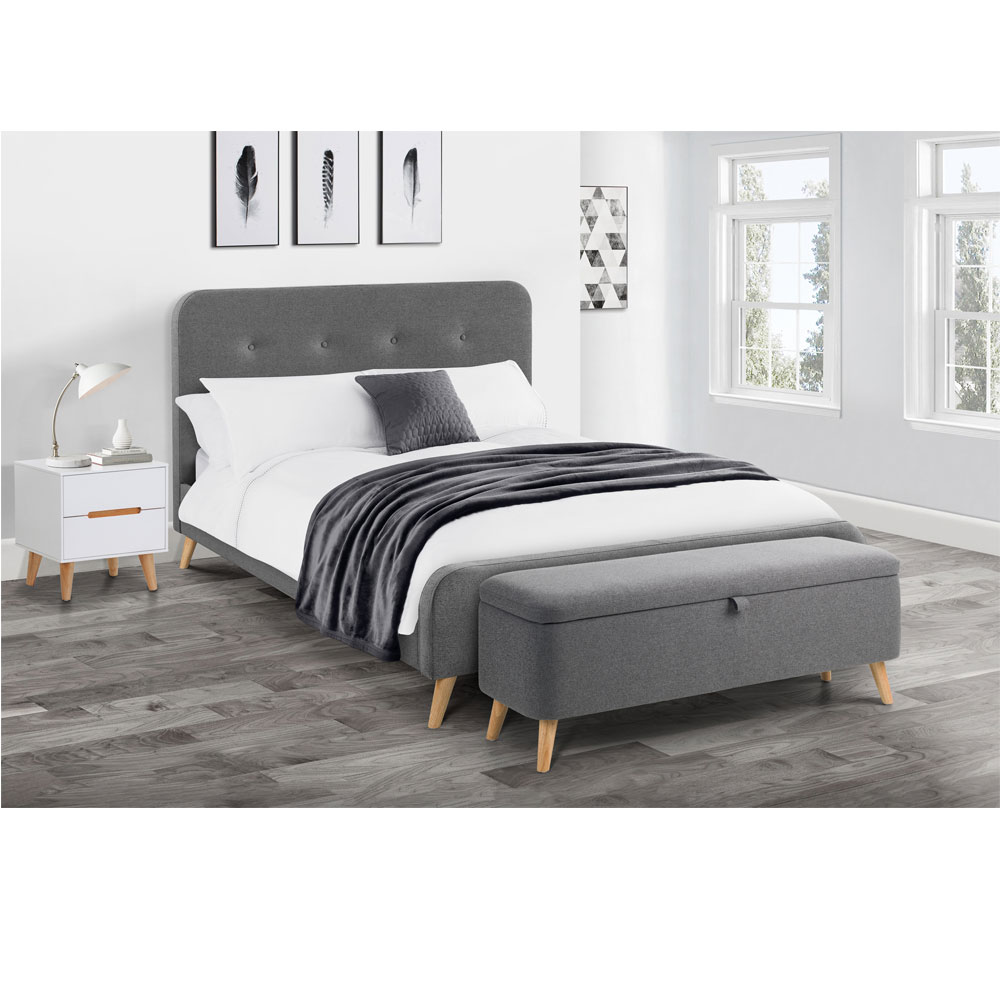 Astrid Linen Fabric Blanket Storage Box - Grey - JB Collections