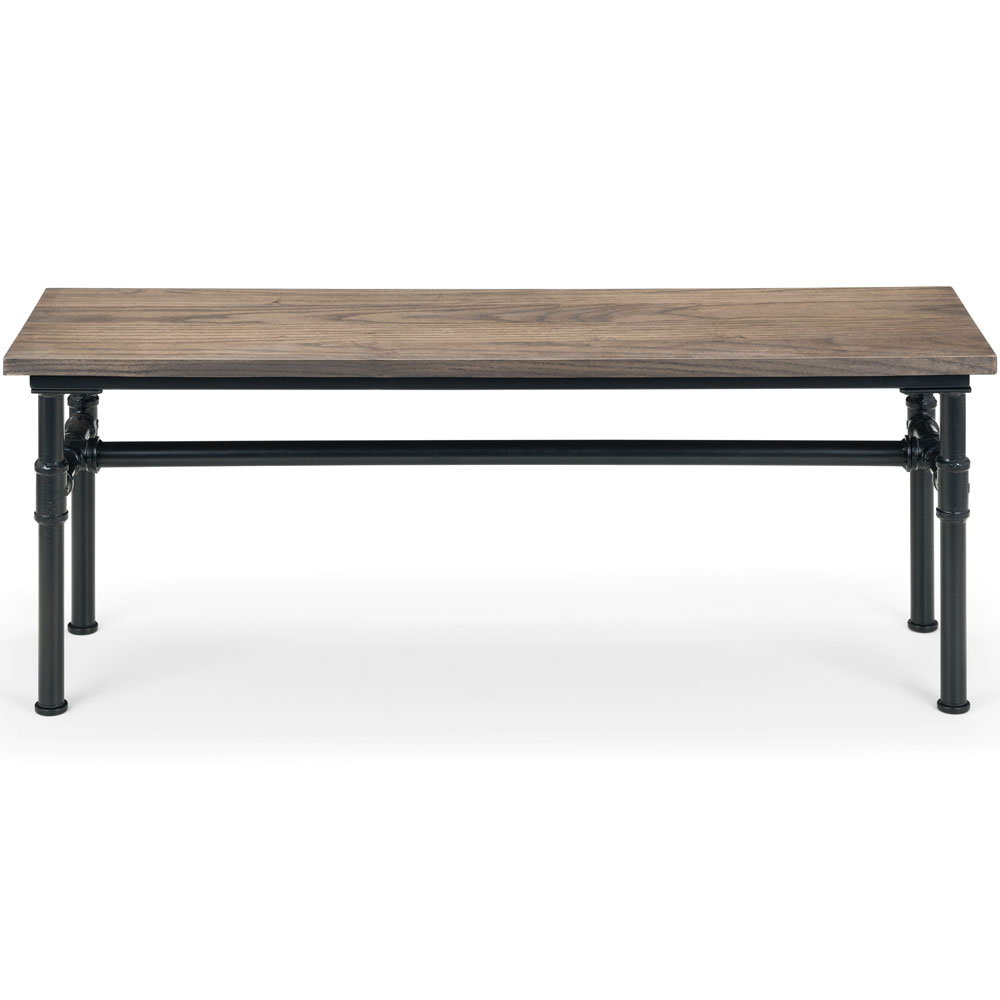 Carnegie Industrial Design 2 Seater Solid Elm Wood Bench - Black - JB Collections