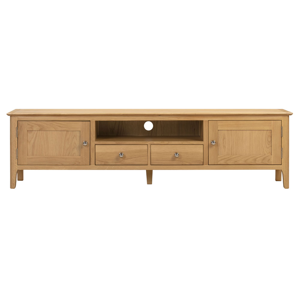 Cotswold Stylish Design Tv Unit Stand With 2 Drawers And Open Shelves - Oak - JB Collections