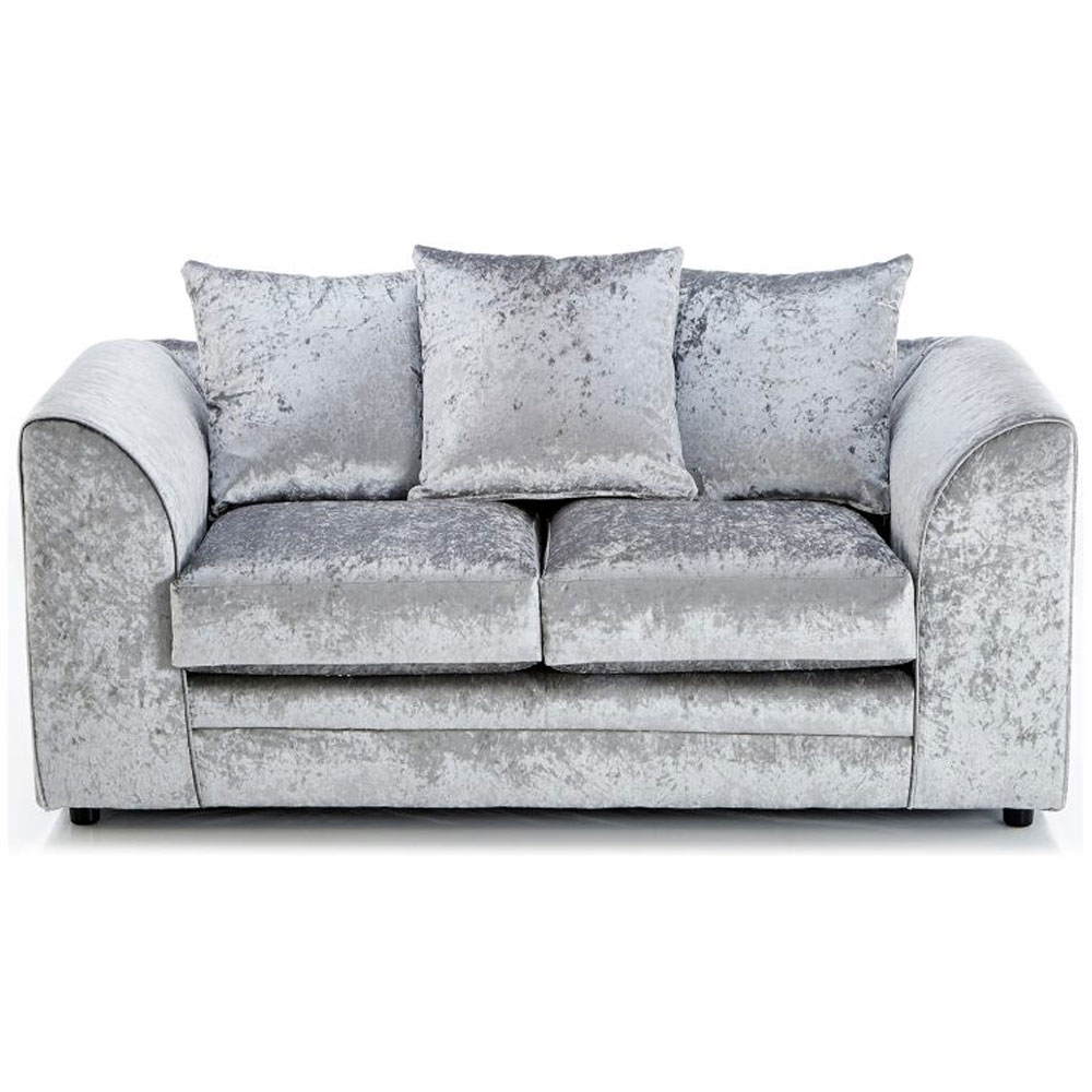 Arabia Crushed Velvet 2 Seater Sofa - Silver - Home Done