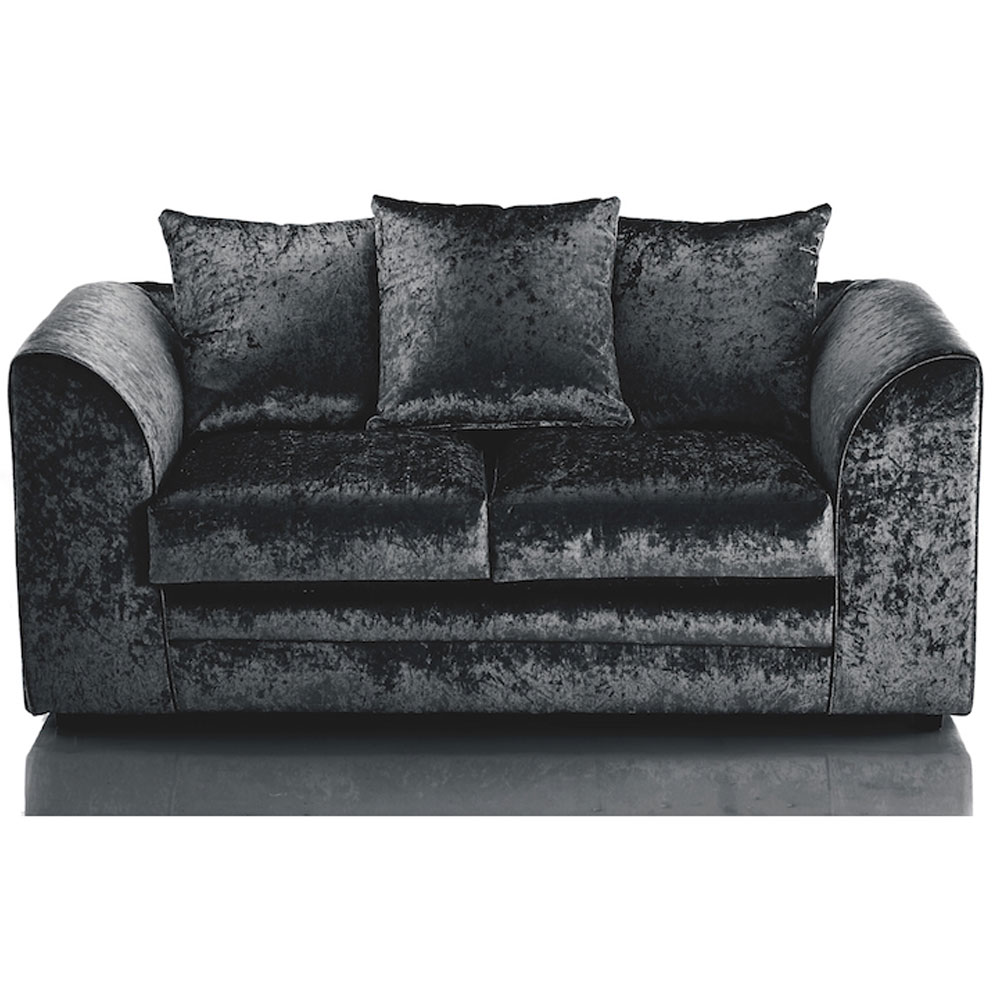 Arabia Crushed Velvet 2 Seater Sofa - Black - Home Done