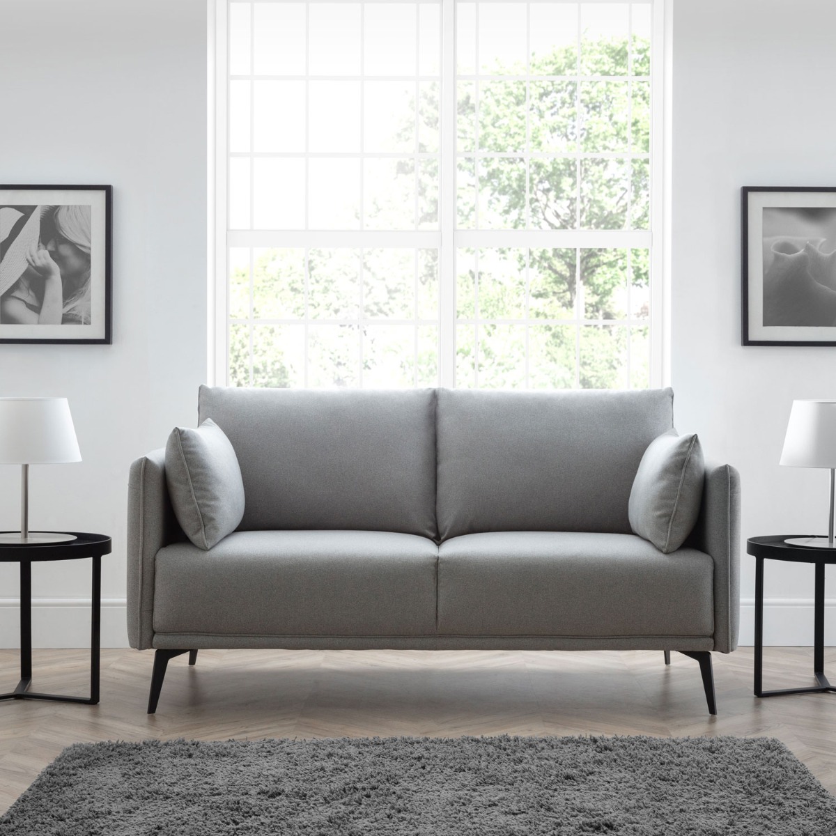 Rohe Upholstered Fabric 2 Seater Sofa- Platinum - JB Collections